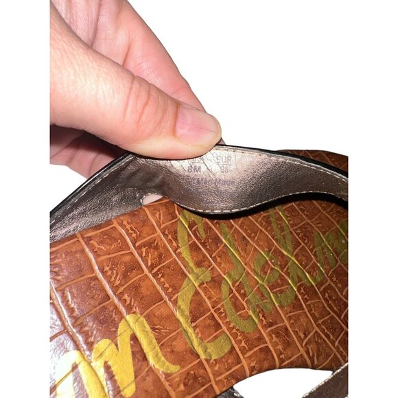 Sam Edelman Tanya Black Faux Patent Leather Thong Cork Wedge Sandals Size 8 - Picture 9 of 9